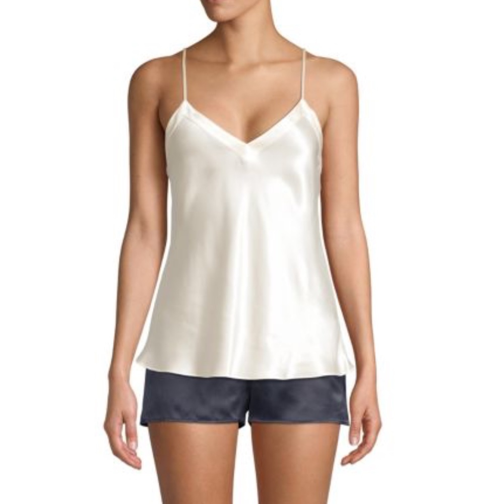 White Silk V-Neck Cami from GINIA